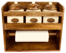 Load image into Gallery viewer, Kitchen Roll Holder With 3 Jars
