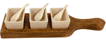 Load image into Gallery viewer, Wooden Tray With Dip Bowls &amp; Spoons 36cm
