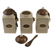 Load image into Gallery viewer, Large Tea, Coffee &amp; Sugar Canisters With Spoons
