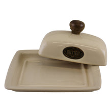 Load image into Gallery viewer, Country Cottage Cream Ceramic Butter Dish
