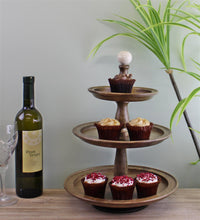 Load image into Gallery viewer, Country Cottage 3 Tier Mango Wood Cake Stand
