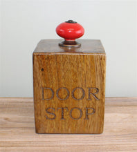 Load image into Gallery viewer, Mango Wood Doorstop With Red Ceramic Knob
