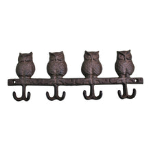 Load image into Gallery viewer, Rustic Cast Iron Wall Hooks, Owls
