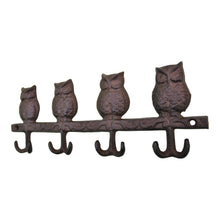 Load image into Gallery viewer, Rustic Cast Iron Wall Hooks, Owls
