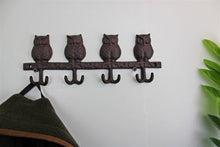 Load image into Gallery viewer, Rustic Cast Iron Wall Hooks, Owls
