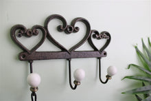 Load image into Gallery viewer, Rustic Cast Iron Wall Hooks, Hearts
