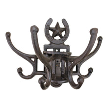 Load image into Gallery viewer, Cast Iron Wall Mounted Rotating Coat Hooks, Horseshoe, 8 Hooks
