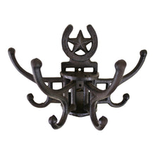 Load image into Gallery viewer, Cast Iron Wall Mounted Rotating Coat Hooks, Horseshoe, 8 Hooks
