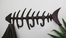 Load image into Gallery viewer, Rustic Cast Iron Wall Hooks, Fish Skeleton
