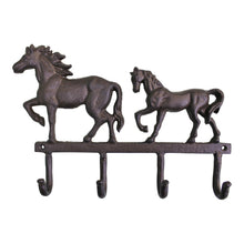 Load image into Gallery viewer, Rustic Cast Iron Wall Hooks, Two Horses
