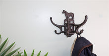 Load image into Gallery viewer, Cast Iron Wall Mounted Rotating Coat Hooks, Horse, 8 hooks
