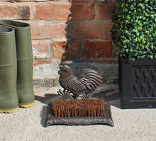 Load image into Gallery viewer, Cast Iron Garden Boot Brush, Cockerel Design
