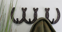 Load image into Gallery viewer, Rustic Cast Iron Wall Hooks, Horseshoe Design
