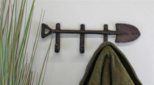 Load image into Gallery viewer, Rustic Cast Iron Wall Hooks, Garden Spade Design With 3 Hooks
