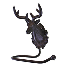 Load image into Gallery viewer, Cast Iron Rustic Toilet Roll Holder, Stag Head Design
