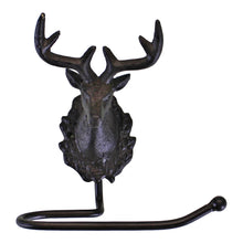 Load image into Gallery viewer, Cast Iron Rustic Toilet Roll Holder, Stag Head Design
