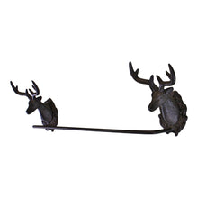 Load image into Gallery viewer, Cast Iron Rustic Towel Rail, Stag Head Design
