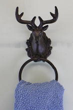 Load image into Gallery viewer, Cast Iron Rustic Towel Ring, Stag Head Design
