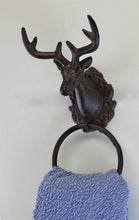 Load image into Gallery viewer, Cast Iron Rustic Towel Ring, Stag Head Design
