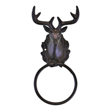 Load image into Gallery viewer, Cast Iron Rustic Towel Ring, Stag Head Design
