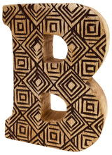 Load image into Gallery viewer, Hand Carved Wooden Geometric Letter B
