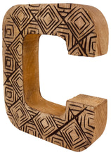 Load image into Gallery viewer, Hand Carved Wooden Geometric Letter C
