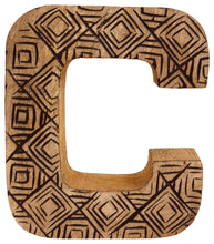 Load image into Gallery viewer, Hand Carved Wooden Geometric Letter C
