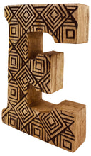 Load image into Gallery viewer, Hand Carved Wooden Geometric Letter E
