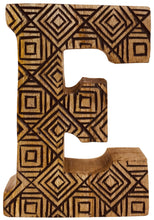 Load image into Gallery viewer, Hand Carved Wooden Geometric Letter E
