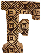 Load image into Gallery viewer, Hand Carved Wooden Geometric Letter F
