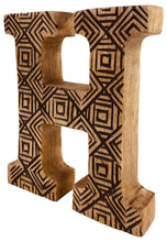 Load image into Gallery viewer, Hand Carved Wooden Geometric Letter H
