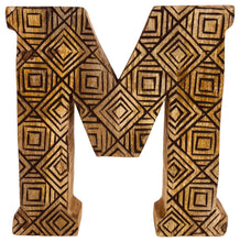 Load image into Gallery viewer, Hand Carved Wooden Geometric Letter M
