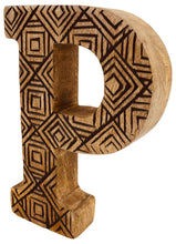 Load image into Gallery viewer, Hand Carved Wooden Geometric Letter P
