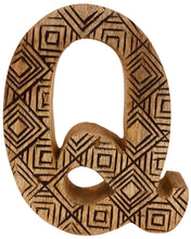 Load image into Gallery viewer, Hand Carved Wooden Geometric Letter Q
