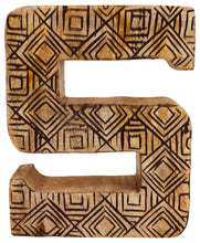 Load image into Gallery viewer, Hand Carved Wooden Geometric Letter S
