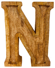 Load image into Gallery viewer, Hand Carved Wooden Embossed Letter N
