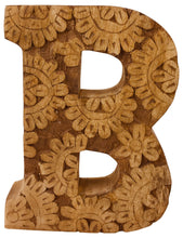 Load image into Gallery viewer, Hand Carved Wooden Flower Letter B
