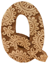 Load image into Gallery viewer, Hand Carved Wooden Flower Letter Q
