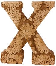 Load image into Gallery viewer, Hand Carved Wooden Flower Letter X
