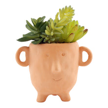 Load image into Gallery viewer, Face Terracotta Pot With Faux Cacti Small
