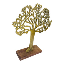 Load image into Gallery viewer, Antique Gold Tree On Wooded Base 27cm
