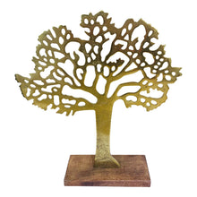 Load image into Gallery viewer, Antique Gold Tree On Wooded Base 27cm
