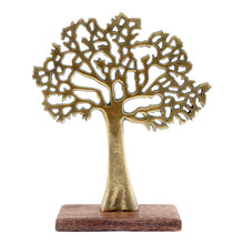 Load image into Gallery viewer, Antique Gold Tree On Wooded Base 27cm
