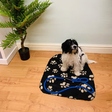 Load image into Gallery viewer, Black Paw Print Fleece Throw 60cm
