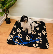 Load image into Gallery viewer, Black Paw Print Fleece Throw 80cm
