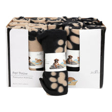 Load image into Gallery viewer, Black Paw Print Fleece Throw 80cm
