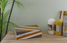 Load image into Gallery viewer, Abstract Design Resin Large Trinket Box, Design 1 , Diagonal Stripes
