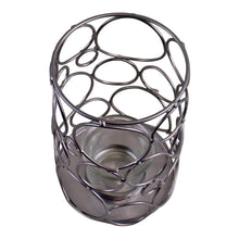 Load image into Gallery viewer, Small Silver Metal Abstract Design Candle Holder
