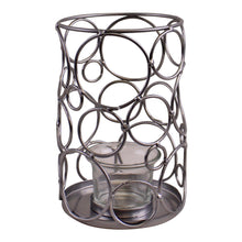 Load image into Gallery viewer, Small Silver Metal Abstract Design Candle Holder
