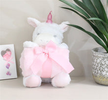 Load image into Gallery viewer, New Baby White Unicorn Teddy &amp; Pink Throw
